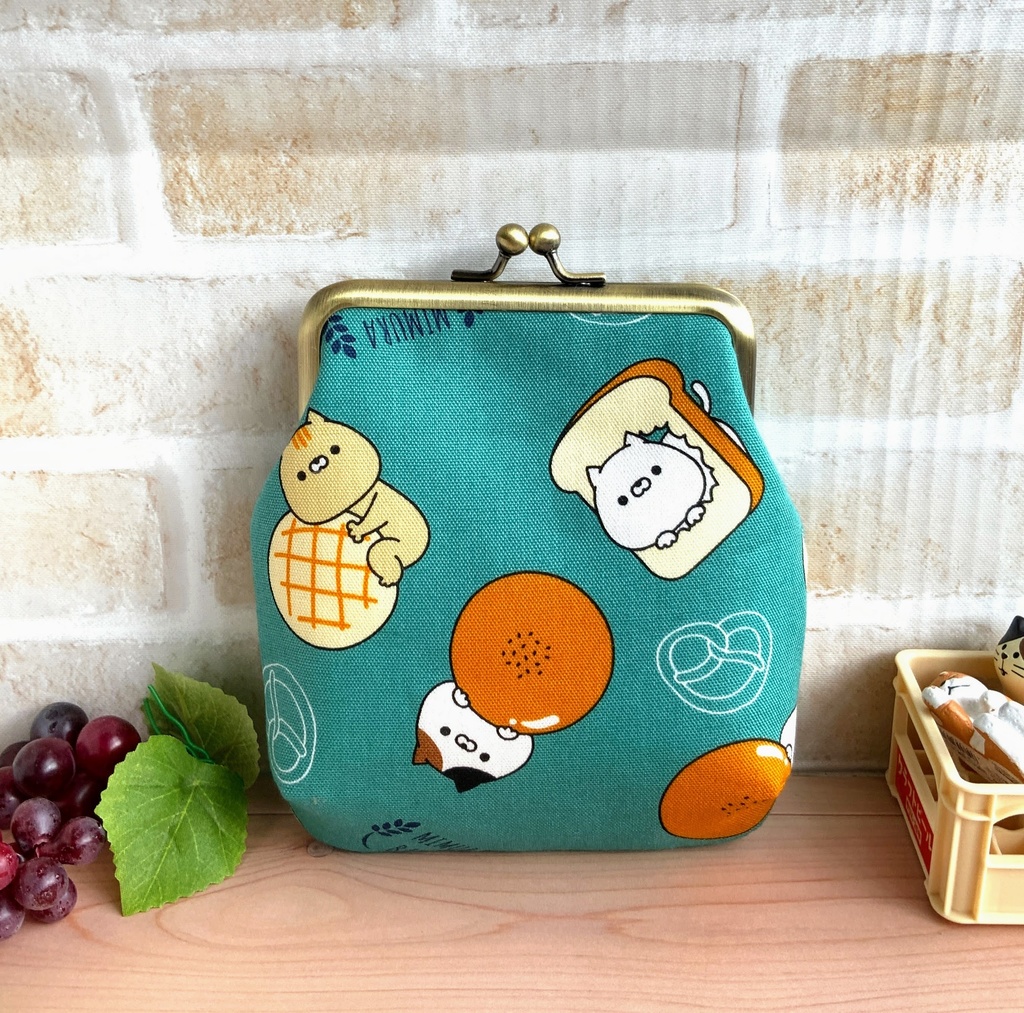 縦長がま口ポーチ 緑