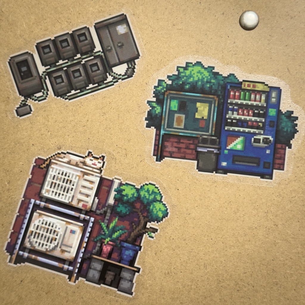 【単品】ドット絵シール 各種 ：[Single Item] PixelArt Stickers – Various Designs