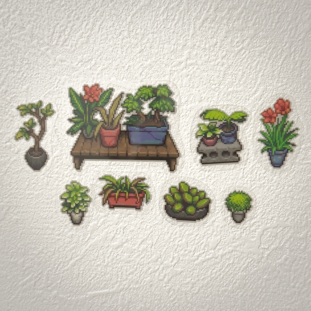 【ドット絵シールシリーズ】路上園芸 シール 【PixelArt Sticker Series】Street Gardening – Sticker