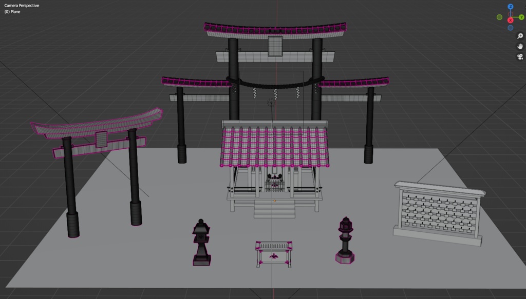 日本の鳥居と神社パック