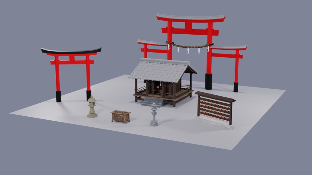 日本の鳥居と神社パック