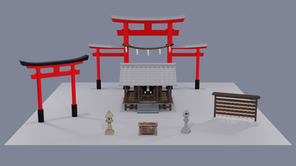 日本の鳥居と神社パック
