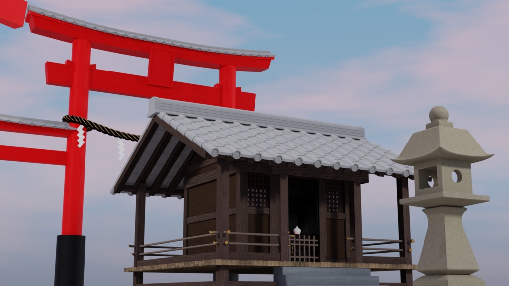 日本の鳥居と神社パック