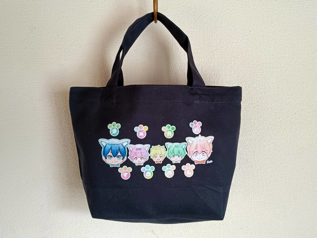 受注予約✨オメガバ色クレ🌈キャンバス トートバッグ ダークネイビー(濃紺)