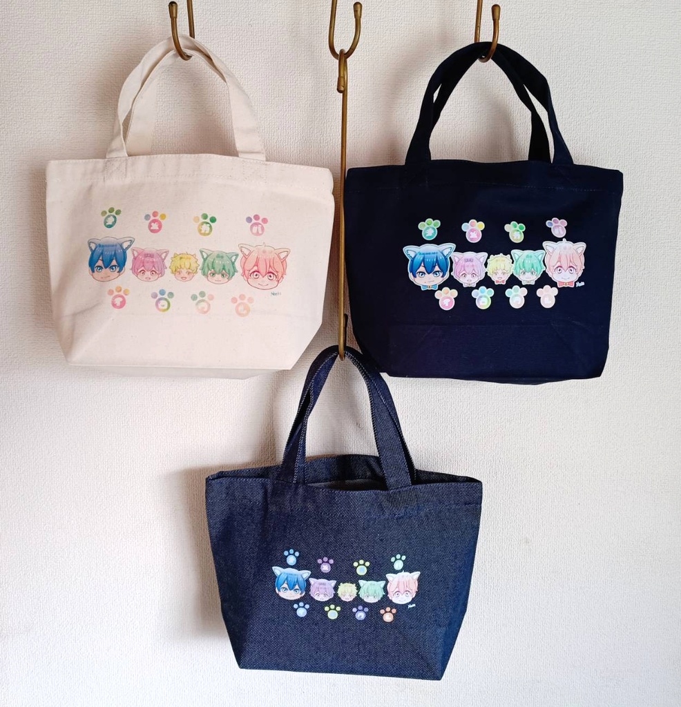 受注予約✨オメガバ色クレ🌈キャンバス トートバッグ ダークネイビー(濃紺)