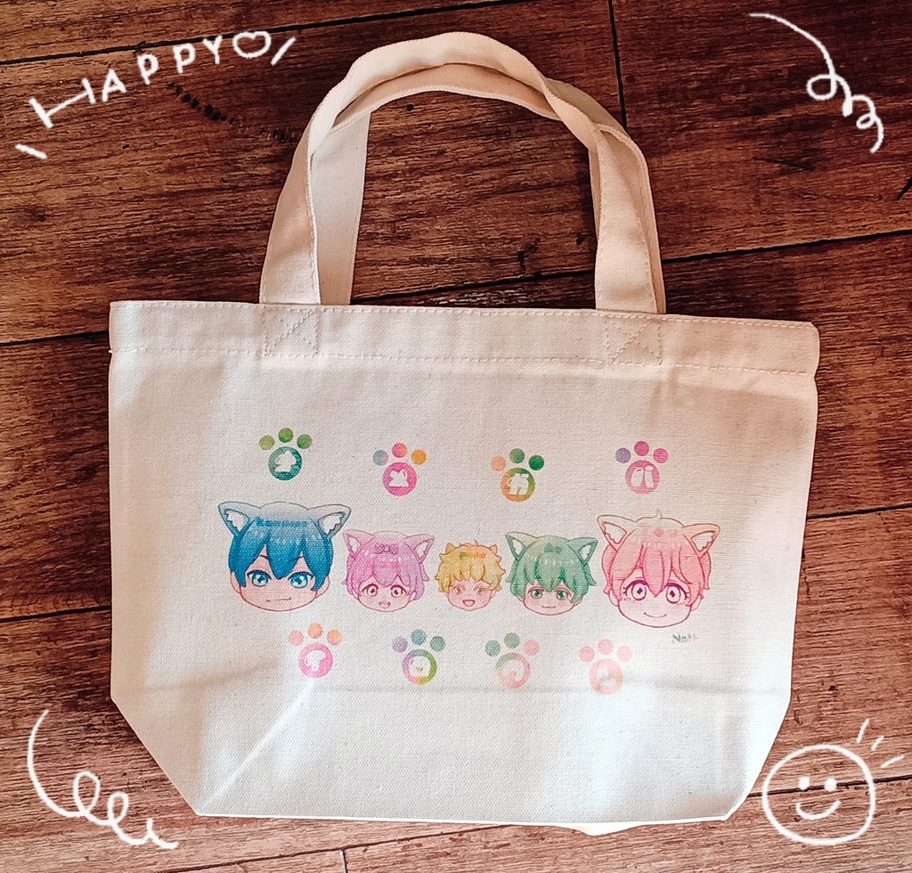 受注生産✨オメガバ色クレ🌈キャンバス トートバッグ ナチュラル(生成り)