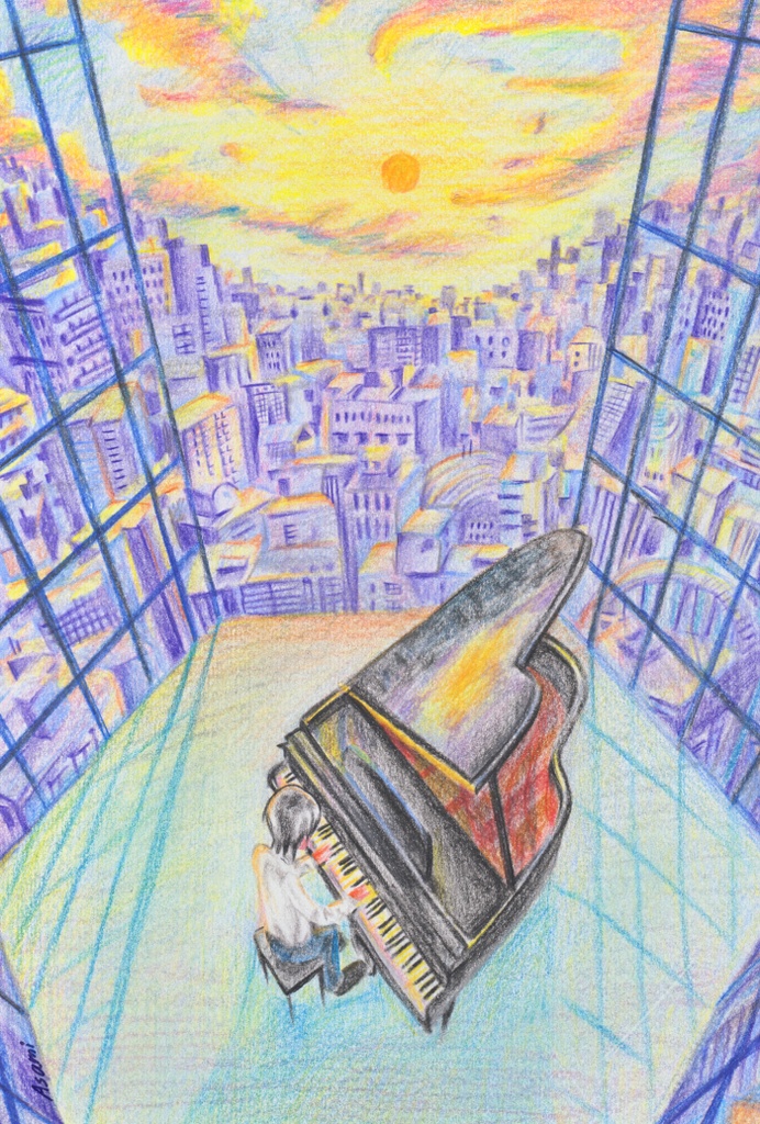 朝焼けとピアノ/ポストカード