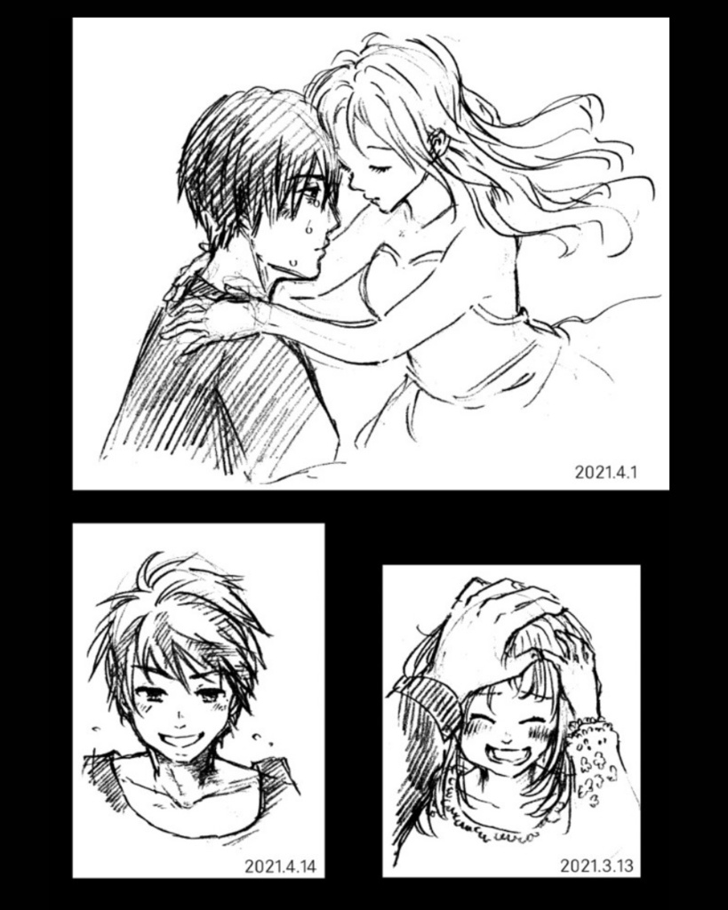 朝美モノクロシャーペンイラストブック