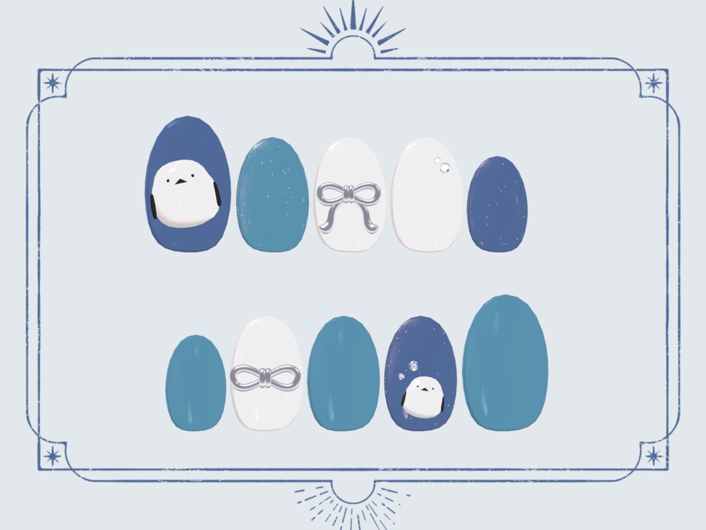 ぷっくりシマエナガのネイルチップ