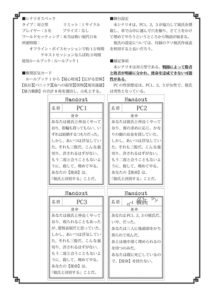 インセインシナリオ『わたしたち浮気同盟』