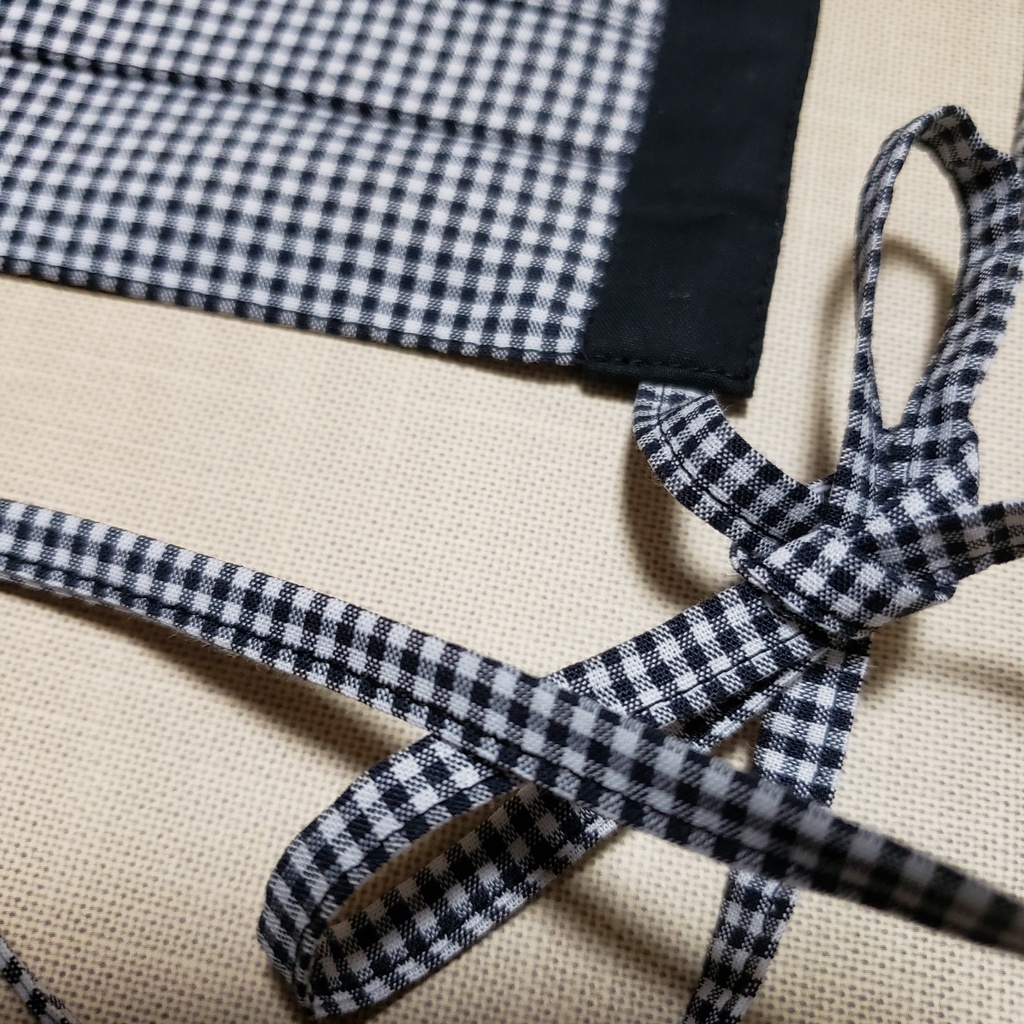 Sale♪黒ギンガムチェックプリーツマスク