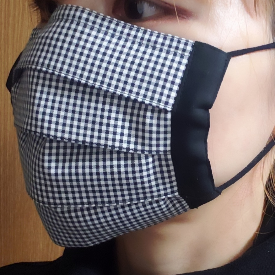 Sale♪黒ギンガムチェックプリーツマスク