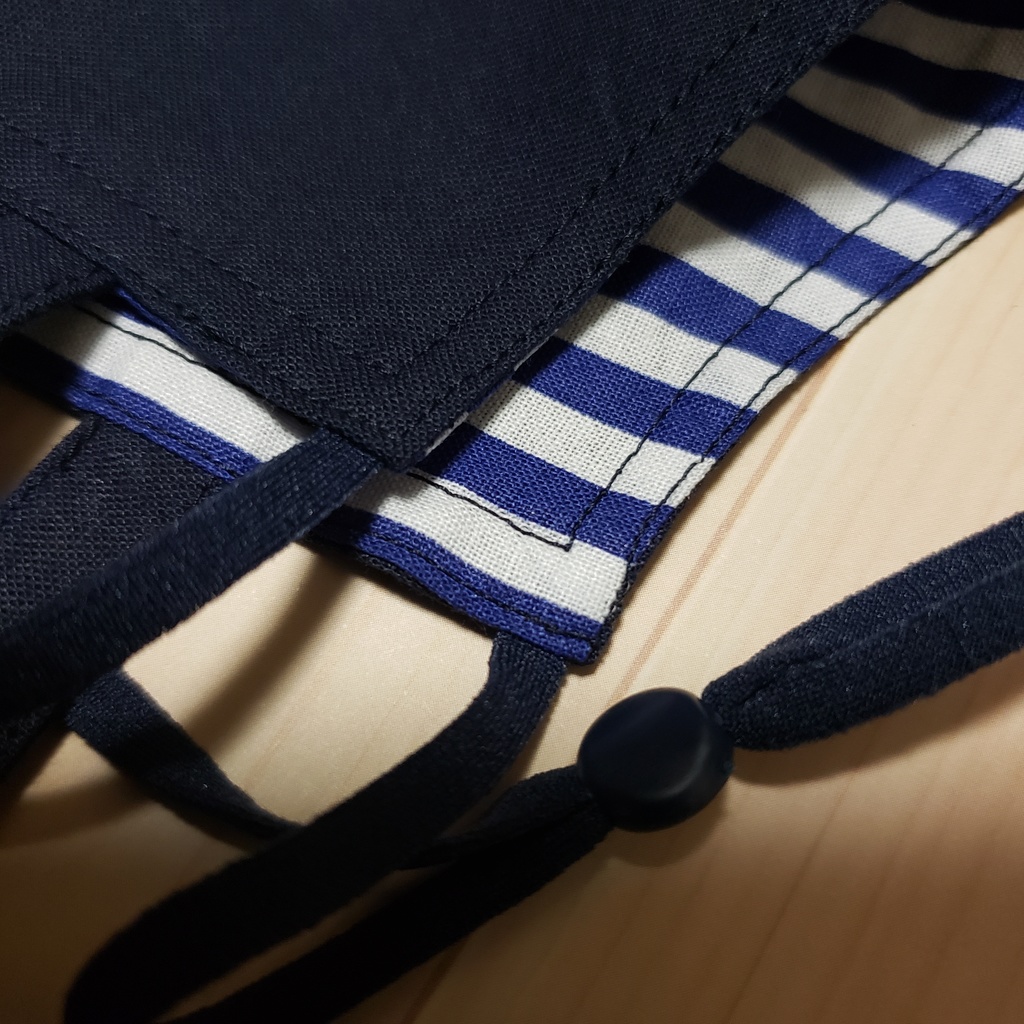 Sale♪ストラップ一体型マスク/ネイビー×ブルーストライプ