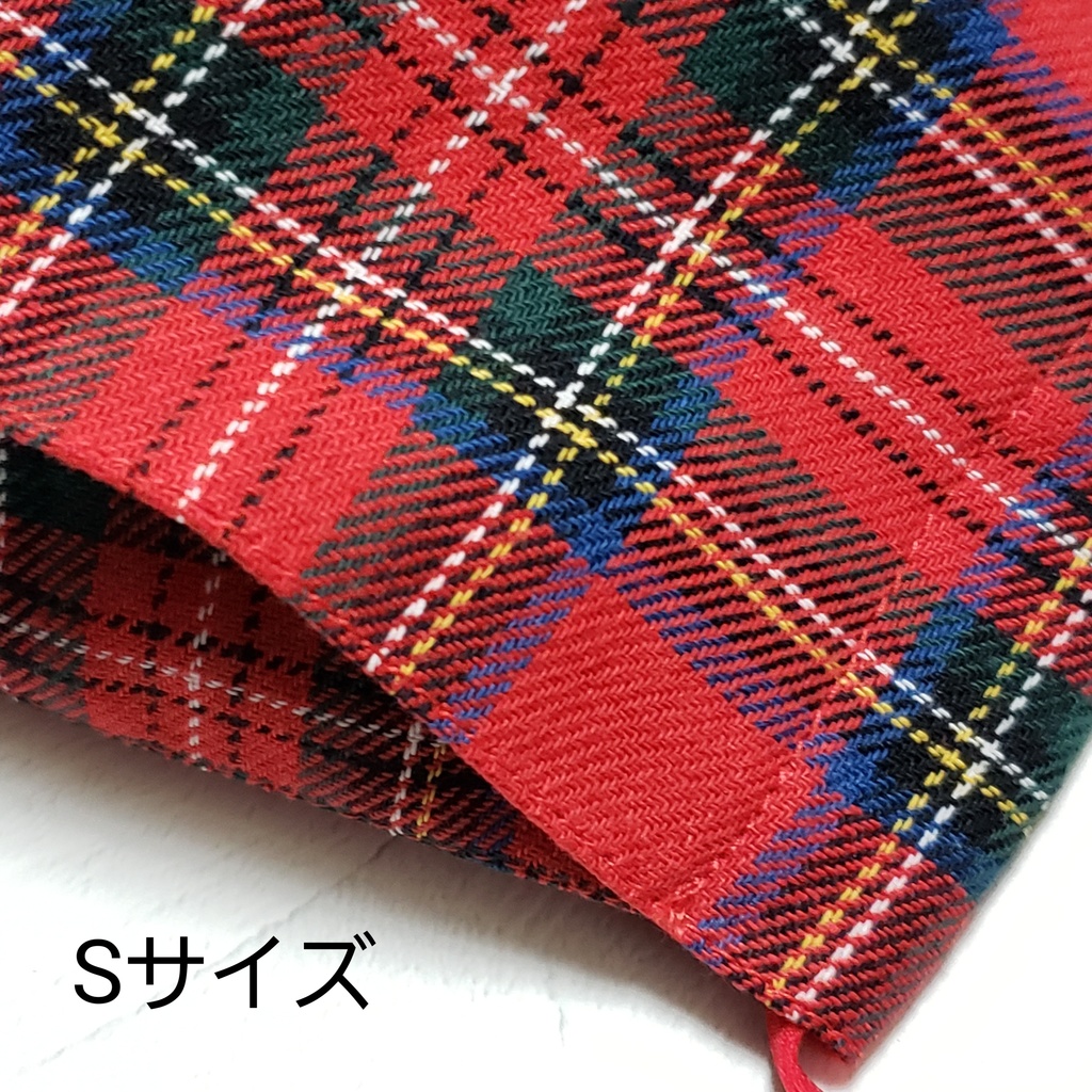 赤タータンチェックボックスマスク