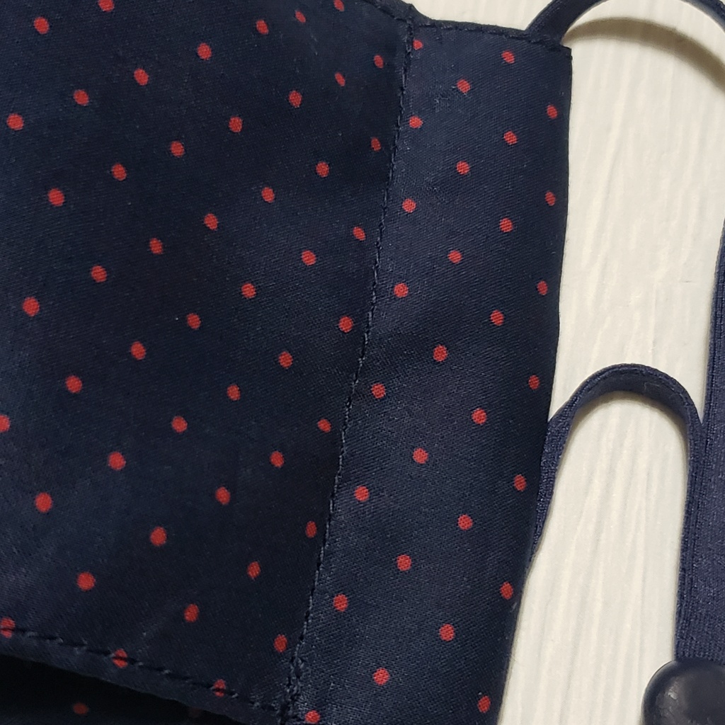 ネイビー×レッドのドットボックスマスク