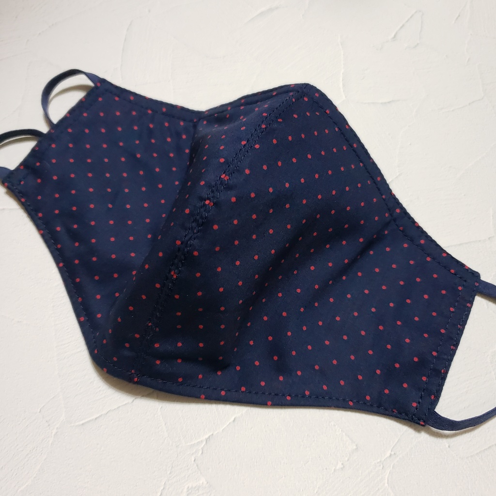 ネイビー×レッドのドットマスク