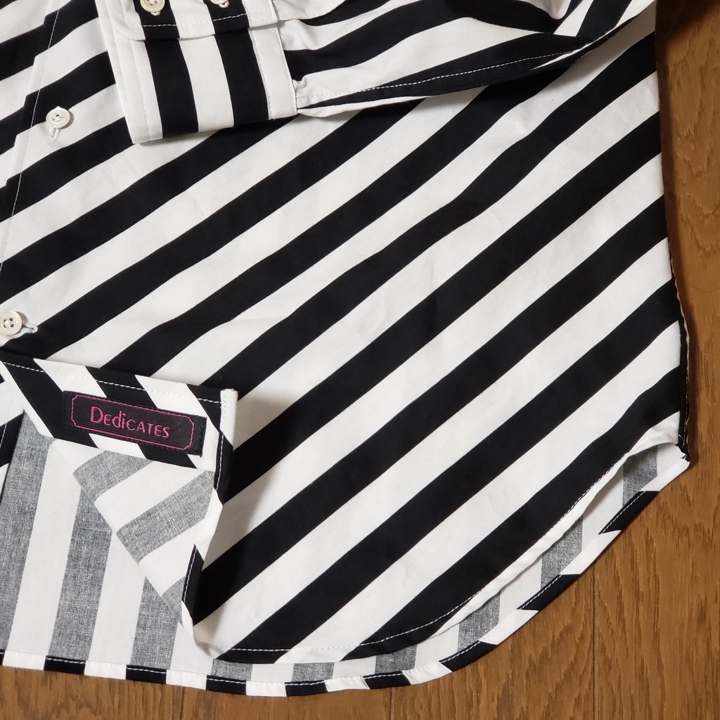 バイアスストライプメンズシャツ/ブラック×ホワイト