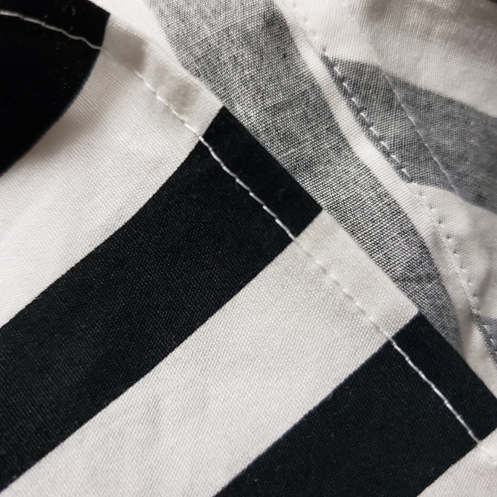 バイアスストライプメンズシャツ/ブラック×ホワイト