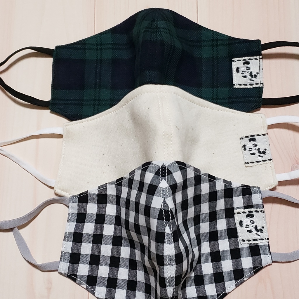 キッズマスク3個セット巾着付き/パンダ