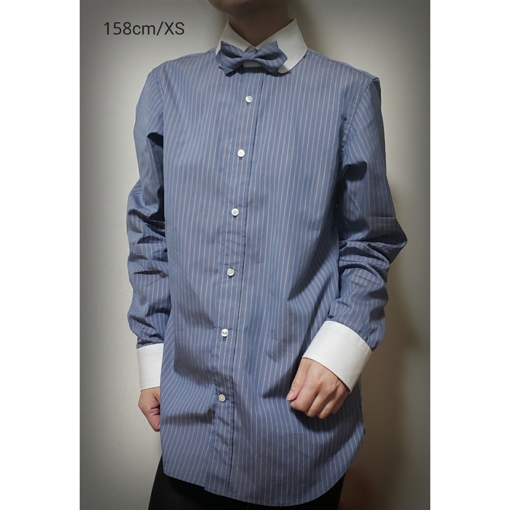 サンプルセール♪リボンタイ付きクレリックシャツ/XSサイズ