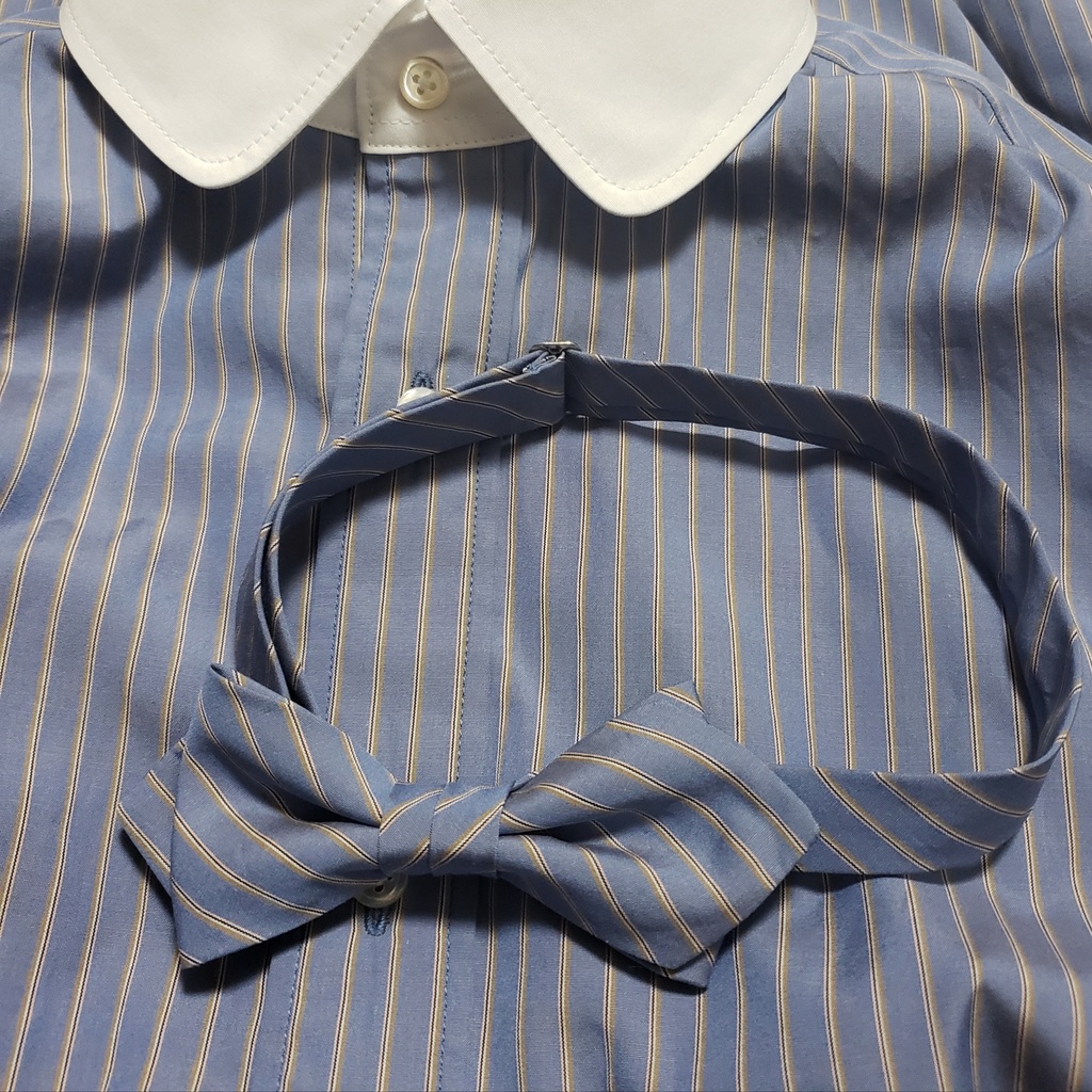 サンプルセール♪リボンタイ付きクレリックシャツ/XSサイズ