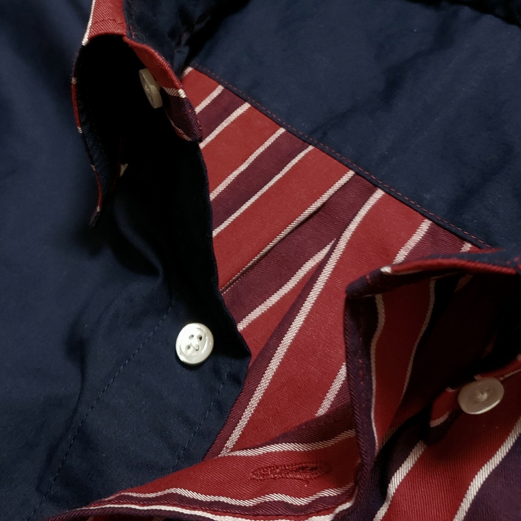 レジメンタルストライプ×ネイビーメンズシャツMサイズ