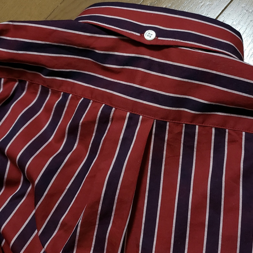 レジメンタルストライプ×ネイビーメンズシャツMサイズ