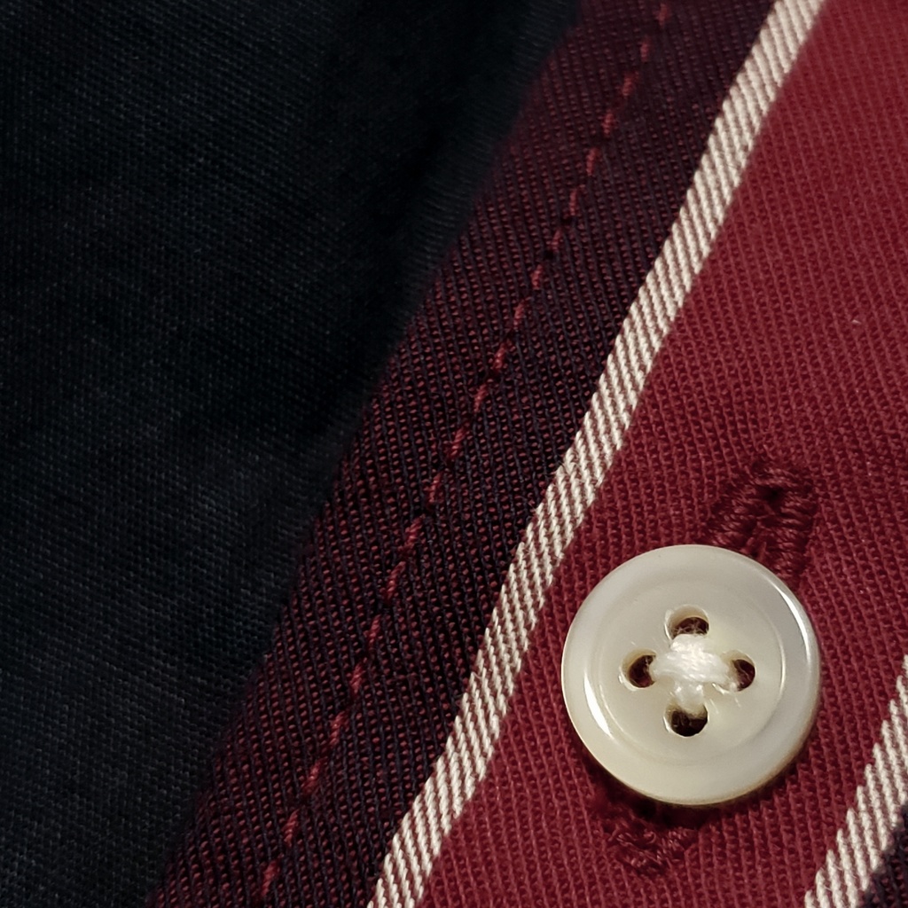 レジメンタルストライプ×ネイビーメンズシャツMサイズ