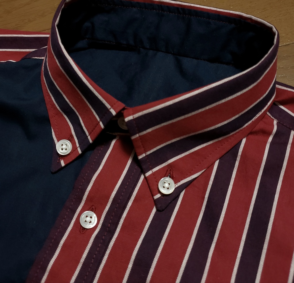 レジメンタルストライプ×ネイビーメンズシャツMサイズ