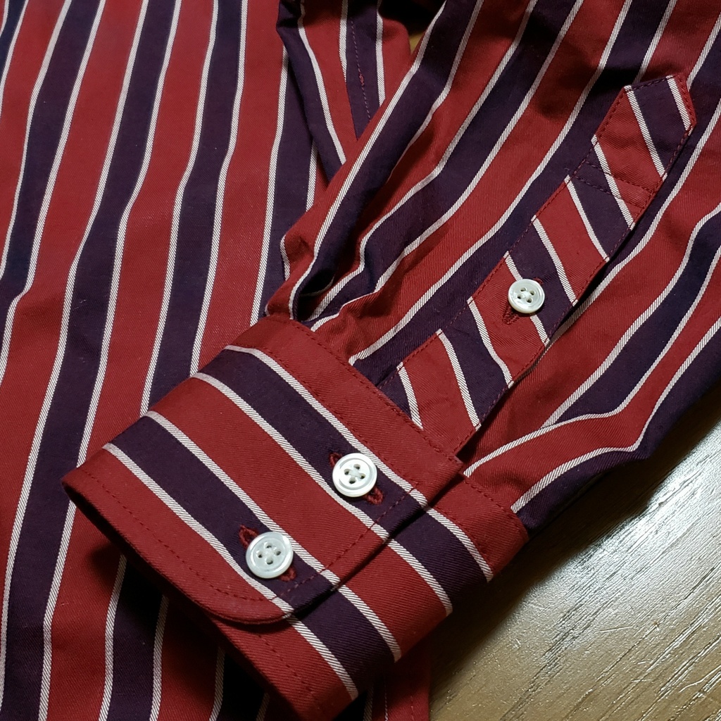 レジメンタルストライプ×ネイビーメンズシャツMサイズ