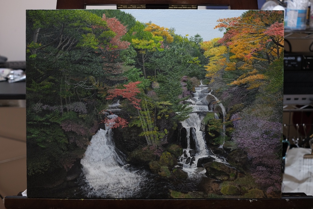 油彩画「竜頭の滝」