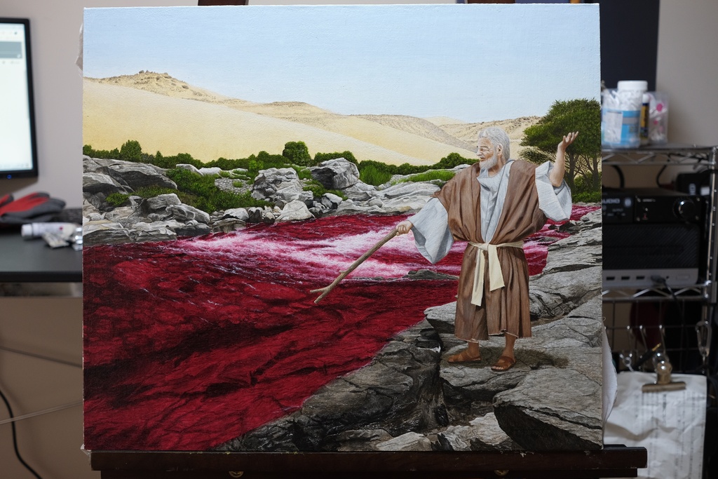 油彩画「Ruby River　～モーセの赤い川～」