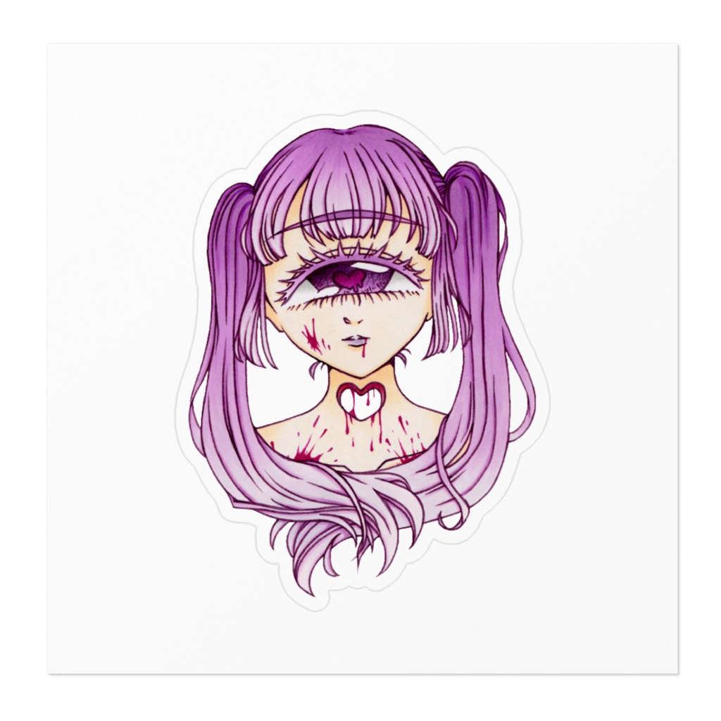 単眼ピンクツインテちゃんステッカー