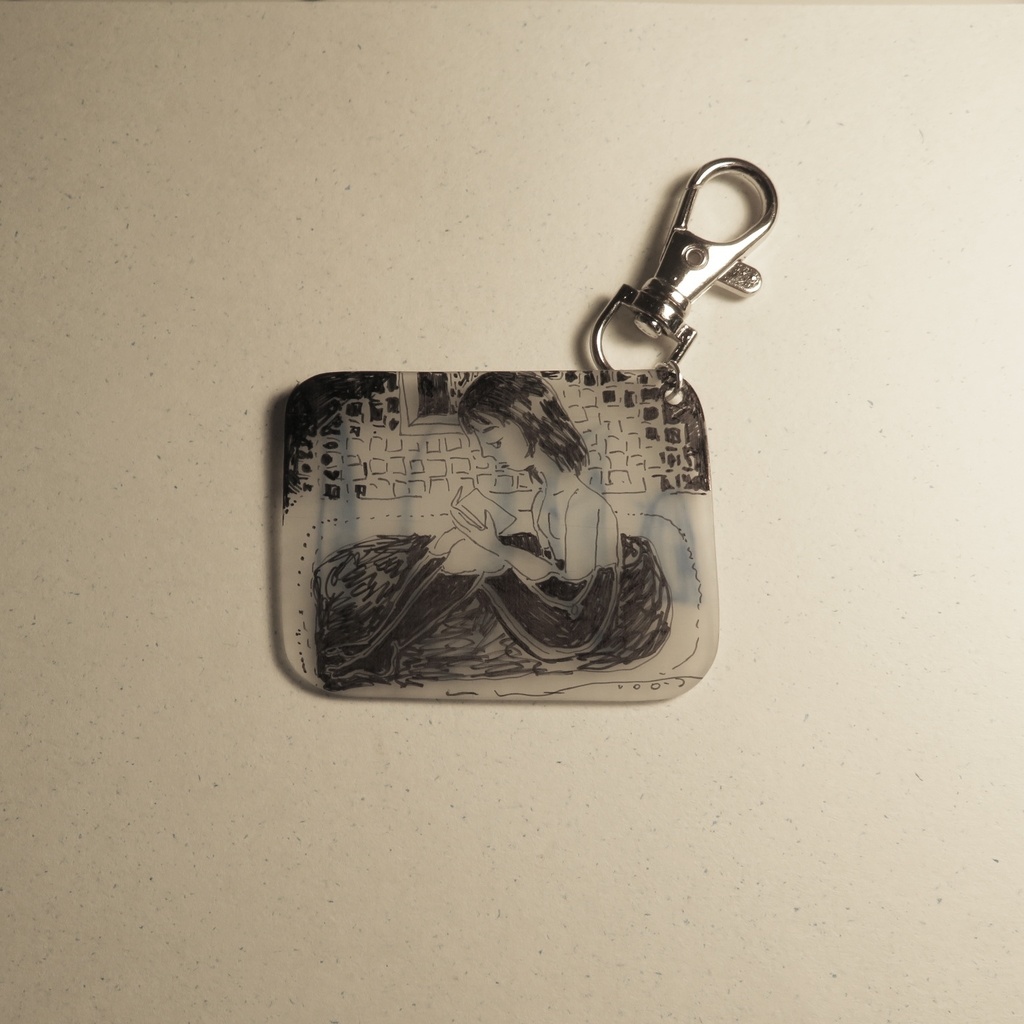 湯船に浸かるストラップ（青）