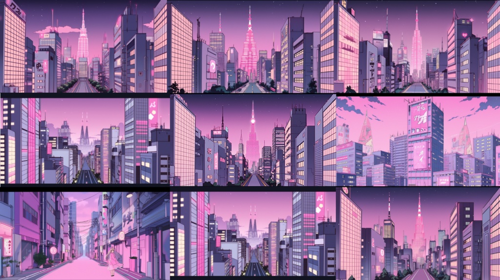 Free 80s Retro Buildings 1 (Raw AI Image)/無料80年代風レトロポップビル1 (AI無加工画像)