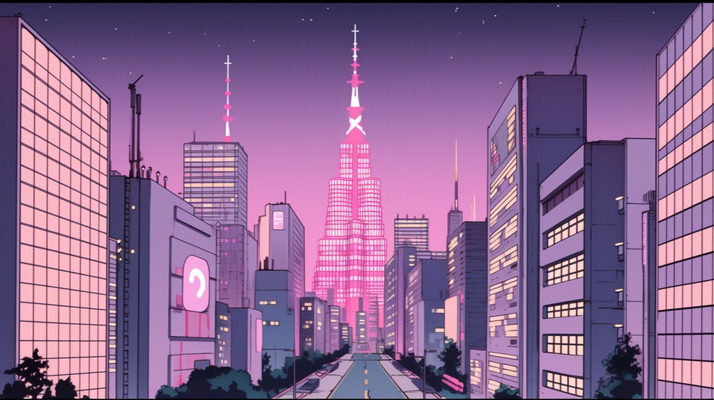 Free 80s Retro Buildings 1 (Raw AI Image)/無料80年代風レトロポップビル1 (AI無加工画像)