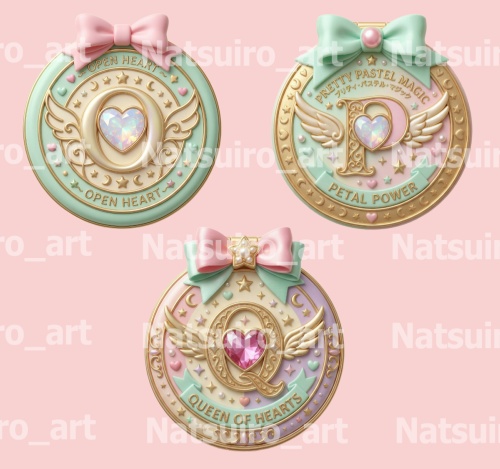 ぷっくりシール、クリップアート/魔法のコンパクト/アルファベットO~Z(背景透過)