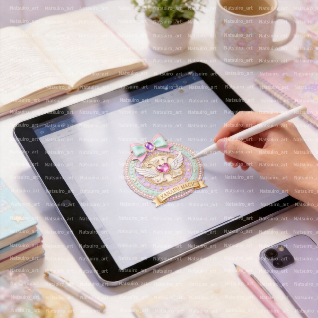 ぷっくりシール、クリップアート/魔法のコンパクト/アルファベットO~Z(背景透過)