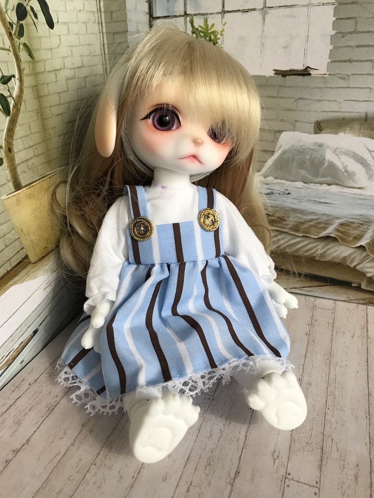 Zuzu Delf 服 水色ストライプのワンピース めいぷるしょこらんど Booth