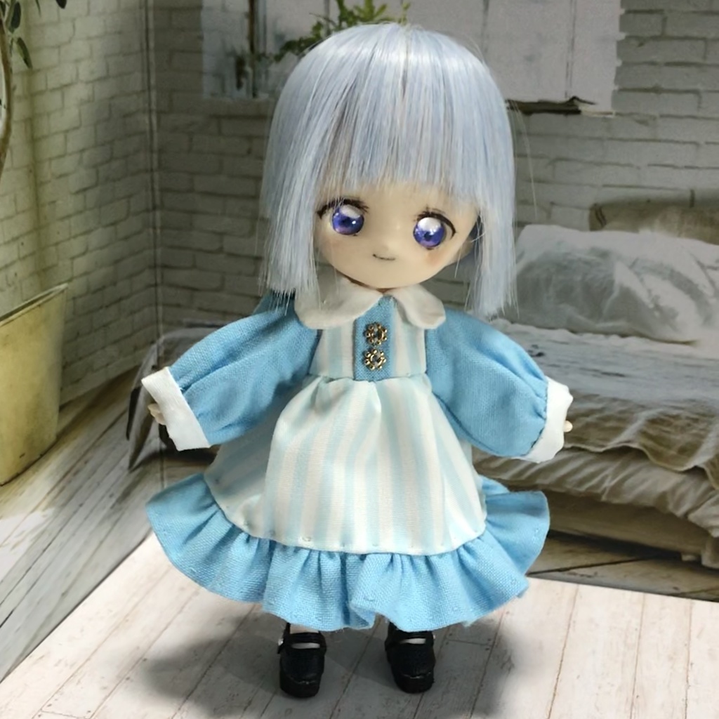 オビツ11 服 丸襟メルヘンワンピ ブルー めいぷるしょこらんど Booth