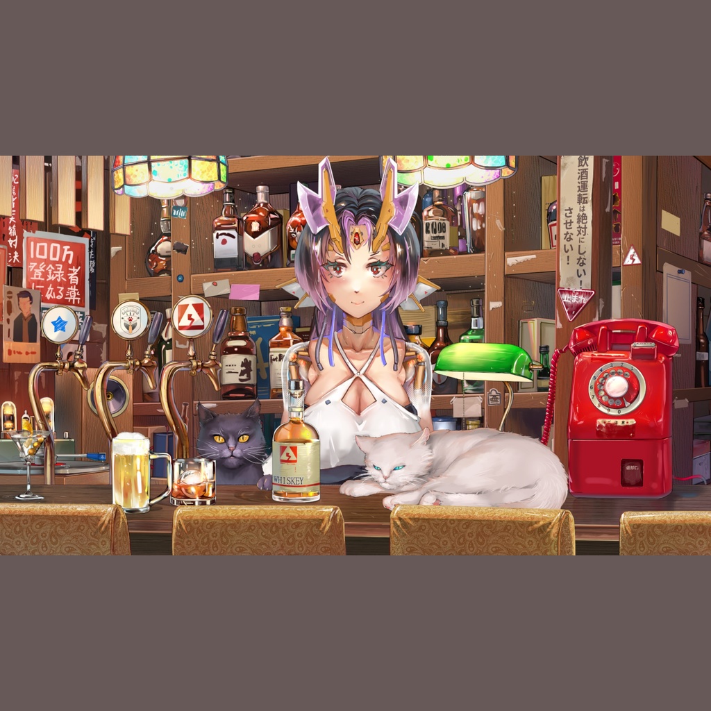 レトロバー-配信素材セット(動く背景、動く素材)