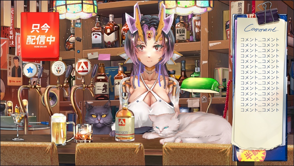 レトロバー-配信素材セット(動く背景、動く素材)