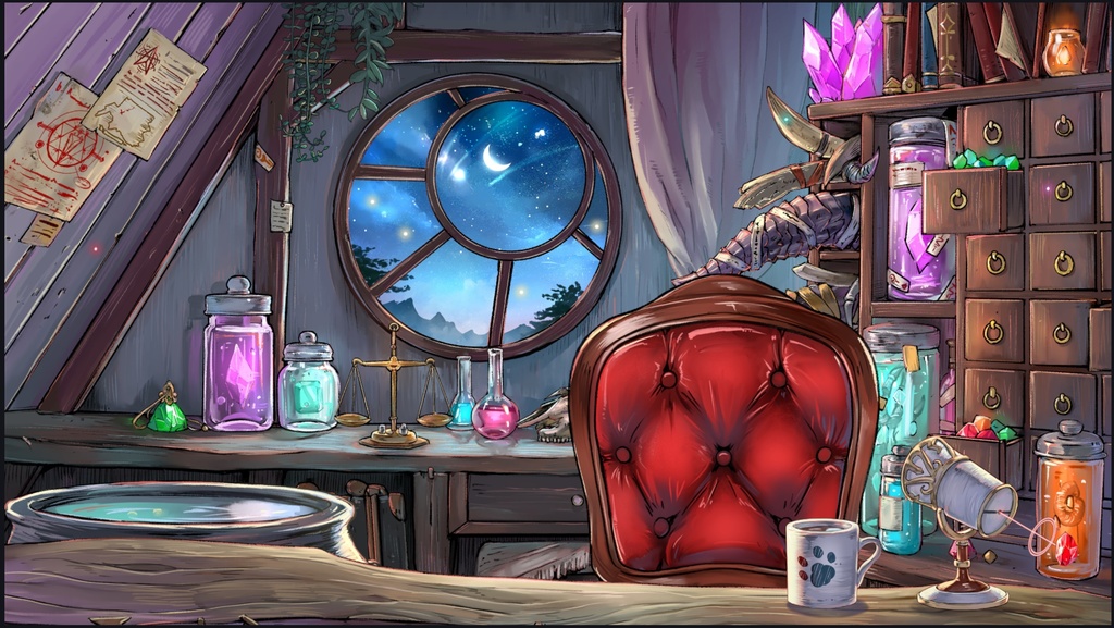 魔法使いの部屋-動く配信素材セット ハロウイン素材配布