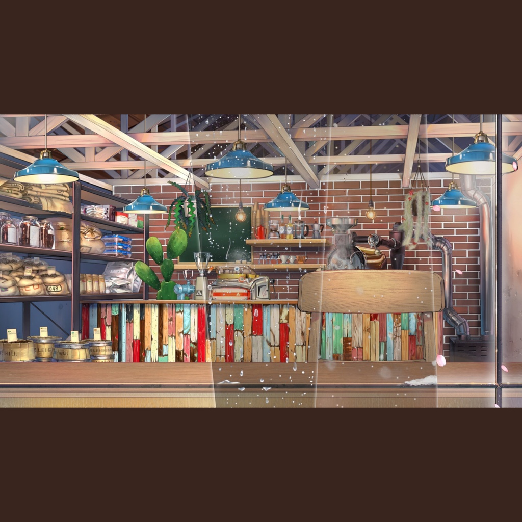 多肉植物のカフェ動く配信素材セット