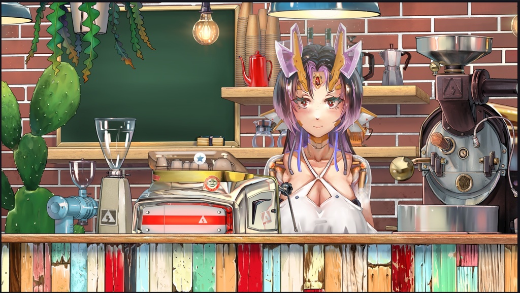 多肉植物のカフェ動く配信素材セット