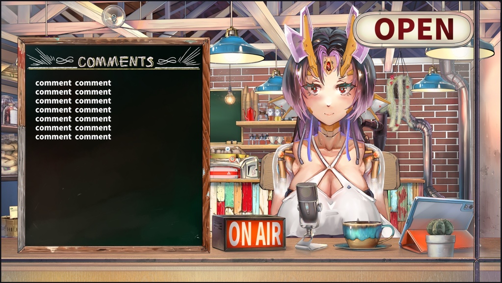 多肉植物のカフェ動く配信素材セット