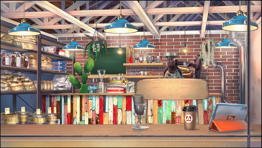 多肉植物のカフェ動く配信素材セット