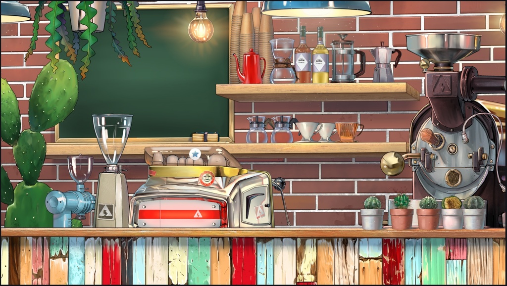 多肉植物のカフェ動く配信素材セット