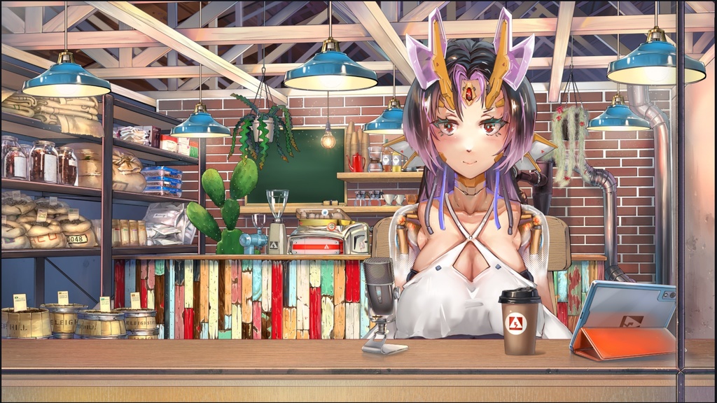 多肉植物のカフェ動く配信素材セット