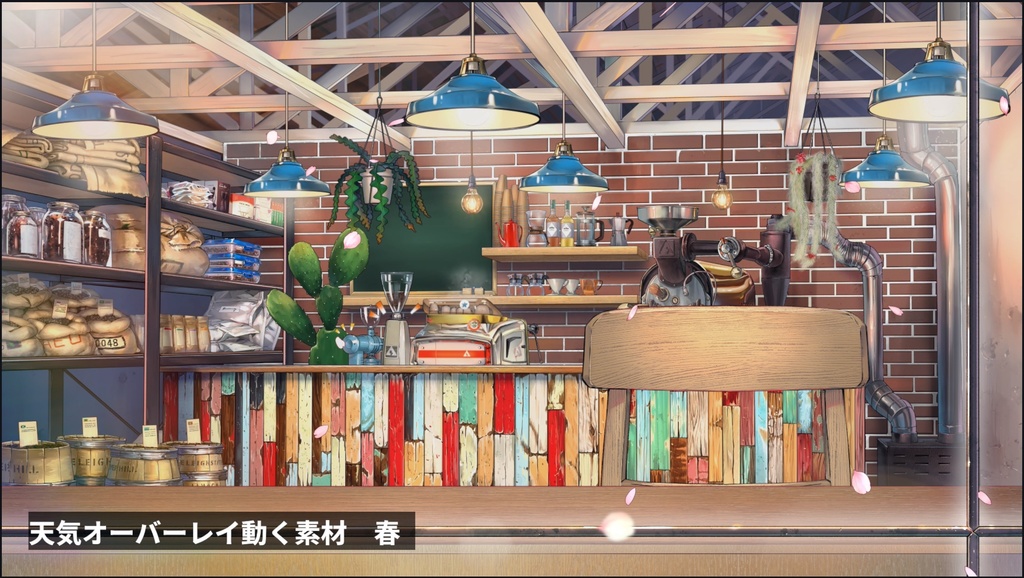 多肉植物のカフェ動く配信素材セット